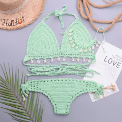 Conjunto de Biquíni Concha de Crochê com Corla, Biquíni sexy Cassya. na internet