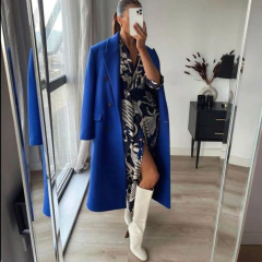 Sobretudo Chic Mega Longo Azul, Casaco Longo Feminino Elegante Lindsay. - comprar online