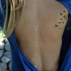 Colar Any para Decote Costas Nuas com Strass, Colar Body Chain para Costas.