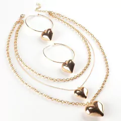 Colar com Pingente de Coração Multicamadas, Gargantilha Corrente Grossa Pamela. - comprar online