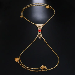 Colar de Corpo Body Chain Pam com Coração Blogueiras e Artistas Sexy Corrente Corpo. na internet