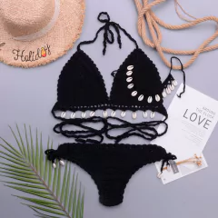 Conjunto de Biquíni Concha de Crochê com Corla, Biquíni sexy Cassya. - loja online