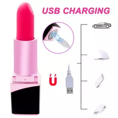 Mini Vibrador em Forma de Batom com 10 Velocidades, Vibrador Recarregável. - loja online