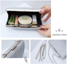 Bolsa de Mão Retangular Brilhante, Bolsa de Mão para Casamentos e Festas.