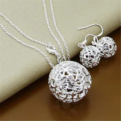 Conjunto de Colar e Pulseira de Prata 925 Rechel.