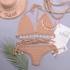 Conjunto de Biquíni Concha de Crochê com Corla, Biquíni sexy Cassya. na internet