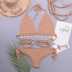Conjunto de Biquíni Concha de Crochê com Corla, Biquíni sexy Cassya. - Clube das Coisas - Tudo para Você ficar mais Linda e Sexy