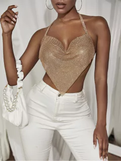 Top Cropped Celebridades com Bico V Brilhante, Blusa Sexy. - Clube das Coisas - Tudo para Você ficar mais Linda e Sexy