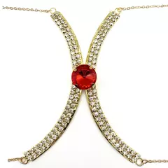 Imagem do Colar de Corpo Body Chain Blogueira Verão Luxo Cristal Verde Madison.