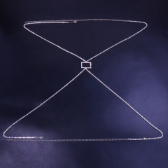 Colar para Decote Costas Nuas Retângulo de Strass, Colar Body Chain Bia. - comprar online