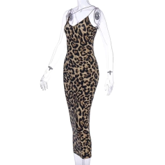 Vestido Midi Longo Sexy com Estampa de Leopardo e Cobra, Vestido Elegante. na internet