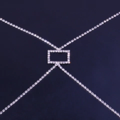 Colar para Decote Costas Nuas Retângulo de Strass, Colar Body Chain Bia. - comprar online