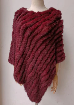 Poncho Rihanna Elegante de Pele de Coelho Xale. - comprar online