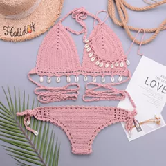 Conjunto de Biquíni Concha de Crochê com Corla, Biquíni sexy Cassya. - loja online