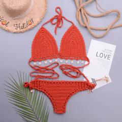 Conjunto de Biquíni Concha de Crochê com Corla, Biquíni sexy Cassya.