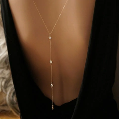 Colar Any para Decote Costas Nuas com Strass, Colar Body Chain para Costas.