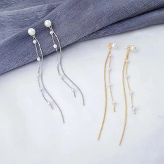 Brinco Longo para Festa Cascata, Brinco Longo Rose. - Clube das Coisas - Tudo para Você ficar mais Linda e Sexy