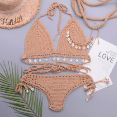 Conjunto de Biquíni Concha de Crochê com Corla, Biquíni sexy Cassya. - Clube das Coisas - Tudo para Você ficar mais Linda e Sexy