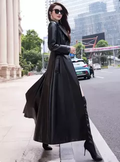 Sobretudo de Couro Estilo Europeu Amelie