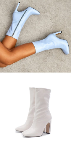 Bota de couro cano curto de zíper Ankle Boot com Bico fino e Salto Quadrado Barbara. - comprar online