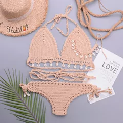 Conjunto de Biquíni Concha de Crochê com Corla, Biquíni sexy Cassya. - loja online