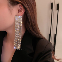 Brinco Retangular Longo de Strass, Brinco Longo Cascata de Strass Brigeth. na internet