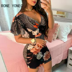 Vestido Elegante Estampa Floral com Decote em V. na internet