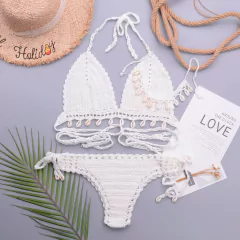 Conjunto de Biquíni Concha de Crochê com Corla, Biquíni sexy Cassya. - loja online