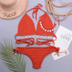 Conjunto de Biquíni Concha de Crochê com Corla, Biquíni sexy Cassya.