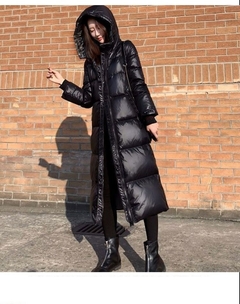Casaco Mega Longo Preto com Capuz Jill. - comprar online