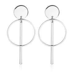 Brinco Melanie Geométrico Longo, Brinco Redondo Nova Tendência. - Clube das Coisas - Tudo para Você ficar mais Linda e Sexy