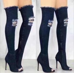 Botas Jeans Femininas Acima da Coxa, Bota de Jeans de Salto Alto Ashiley. na internet