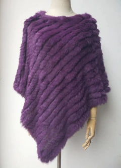 Poncho Rihanna Elegante de Pele de Coelho Xale. na internet