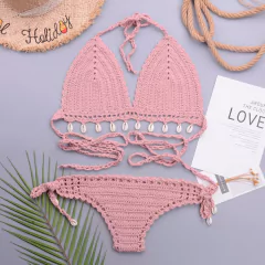 Conjunto de Biquíni Concha de Crochê com Corla, Biquíni sexy Cassya.
