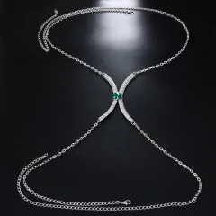 Imagem do Colar de Corpo com Pedras Coloridas de Strass Body Chain Blogueira Luxo Sexy.