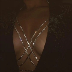 Corrente Mandy para Corpo Dupla com Strass, Jóias Sexy, Colar de Corpo Body Chain. - Clube das Coisas - Tudo para Você ficar mais Linda e Sexy