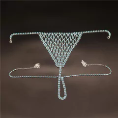 Calcinha Joias para o Corpo Sexy com Strass Azul, Malha de Cristal Sexy. na internet