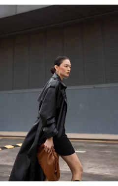 Sobretudo Extra Longo de Couro Tendência Milã. - loja online