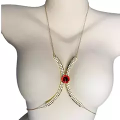 Colar de Corpo Body Chain Blogueira Verão Luxo Cristal Verde Madison. na internet