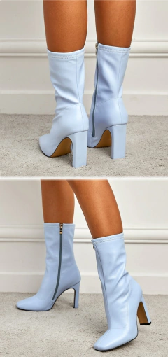 Bota de couro cano curto de zíper Ankle Boot com Bico fino e Salto Quadrado Barbara. - Clube das Coisas - Tudo para Você ficar mais Linda e Sexy