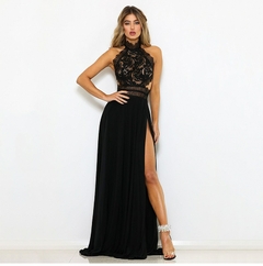 Vestido Sexy com Fenda Profunda, Vestido Longo Elegante com Detalhes em Renda. na internet