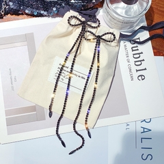 Brinco de Laço com Fios Longos de Strass, Brinco da Moda Justine. - loja online