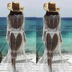 Saída de Praia Longa, Saída de Praia Longa de Renda, Saída de Praia de Renda de Manga longa, Moda Praia. - Clube das Coisas - Tudo para Você ficar mais Linda e Sexy