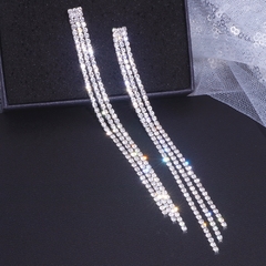 Brinco Longos com Fios de Strass, Brinco Pendurado de festa Scarlet. - comprar online