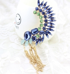 Brinco Estilo Piercing com Cristal de Strass Colorido Elegante Audrey. - Clube das Coisas - Tudo para Você ficar mais Linda e Sexy