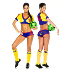 Fantasia de Jogadora de Futebol de Varias Seleções feminina Abigail.