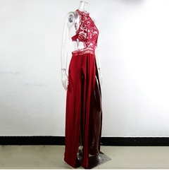 Vestido Sexy com Fenda Profunda, Vestido Longo Elegante com Detalhes em Renda.