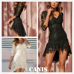 Vestido de Renda com Manga 3/4, Vestido Elegante, Vestido Blogueirinhas, Vestidos. - Clube das Coisas - Tudo para Você ficar mais Linda e Sexy