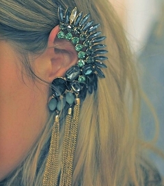 Brinco Estilo Piercing com Cristal de Strass Colorido Elegante Audrey.