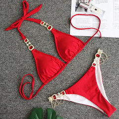 Conjunto de Biquíni sexy com detalhes em Pedrinhas brilhantes, Biquíni com duas peças. - loja online